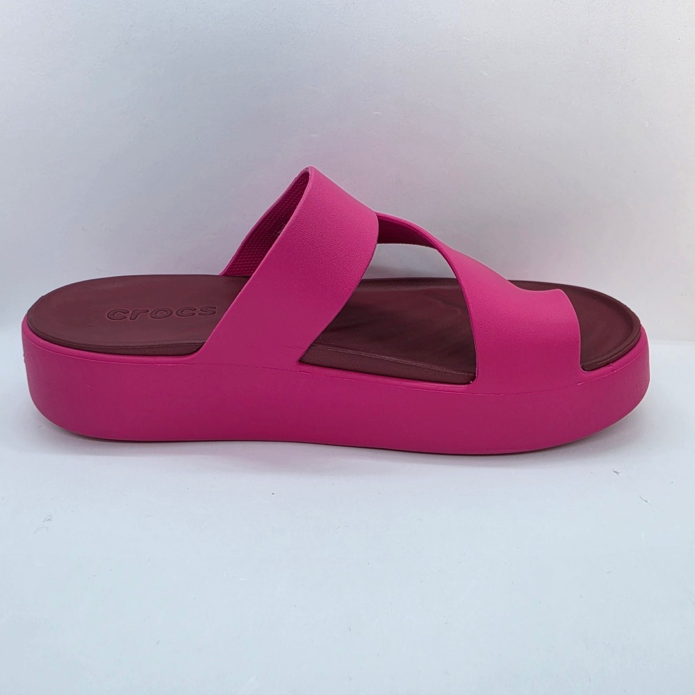 Crocs Getaway Platform Sandals Pink Burgundy Asymmetrical Straps 210834 Womens 8 - Picture 10 of 10